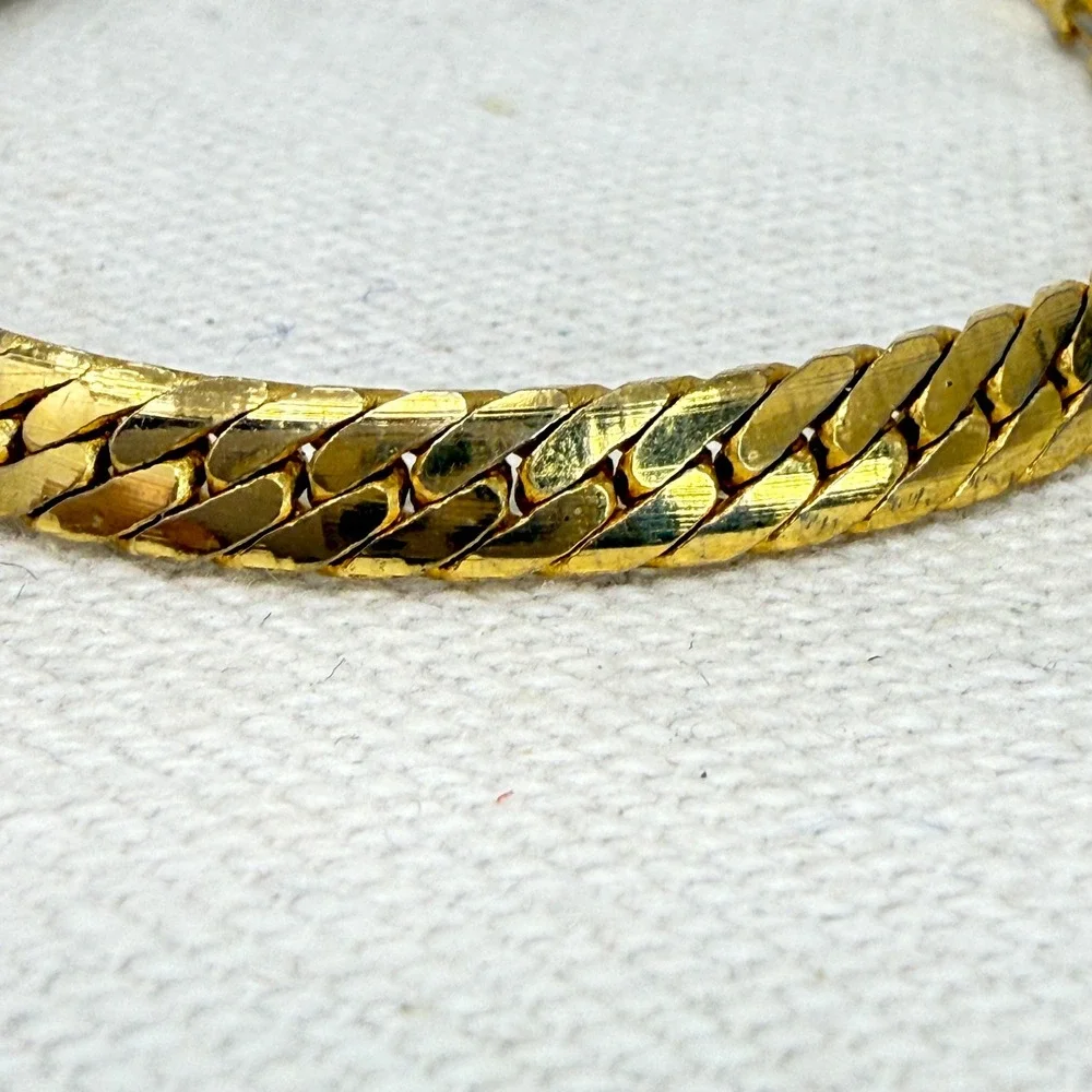 14K Gold Plated Bracelets Set of 2‎ Herringbone Snake Chain Style